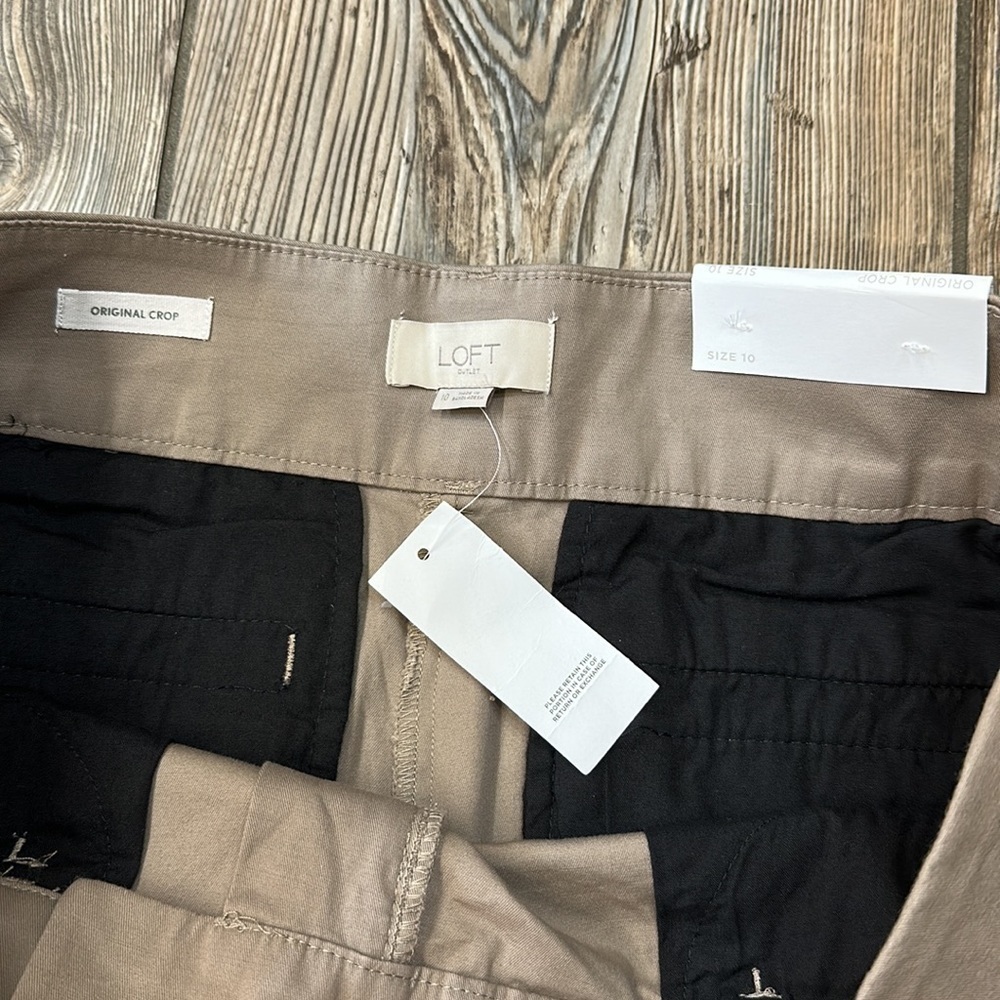 Ann Taylor Loft Original Crop Pants 10 Chino New Khaki Cropped - Picture 6 of 8